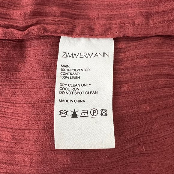 ZIMMERMANN MIDI DRESS ESPIONAGE BRICK PLISSE SWISS DOT SIZE 0 LONG SLEEVE - Picture 11 of 11